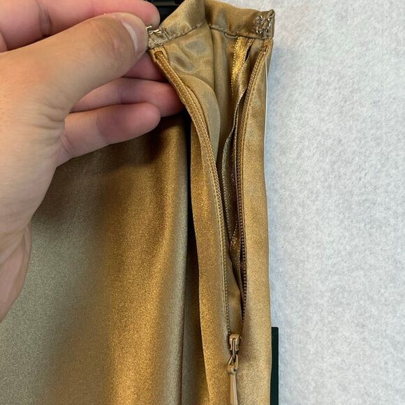 NWT LAUREN RALPH LAUREN Skirt Women’s Size 4 Gold A-Line Silk Midi Line LRL NEW - Picture 3 of 10